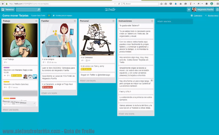 GIF: Mover tarjetas en Trello